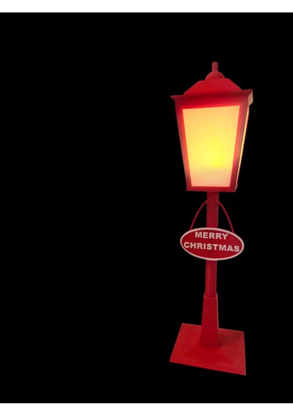 Yılbaşı Temalı Merry Christmas Dekoratif Gece Lambası | Kırmızı Sokak Lambası Tasarımlı LED Işık | Yeni Yıl Masa ve Ev Süsü indirimleri