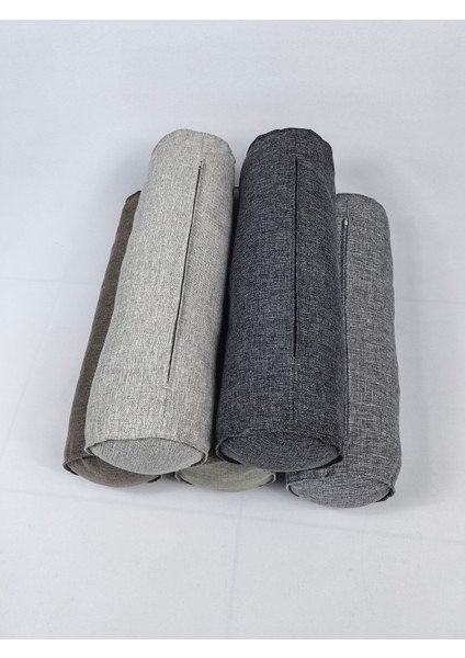 Keten Kumaş Silindir Yastık Fermuarlı Bolster Yoga Yastık Kılıfı Haki 20X50 fiyatları