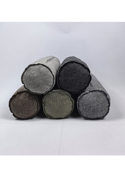 Keten Kumaş Silindir Yastık Fermuarlı Bolster Yoga Yastık Kılıfı Haki 20X50