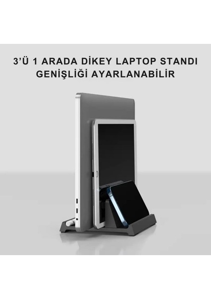 3 Bölmeli Metal Genişlik Ayarlamalı Masaüstü Dikey Macbook Laptop Notebook Standı Telefon Tablet Standı indirimleri