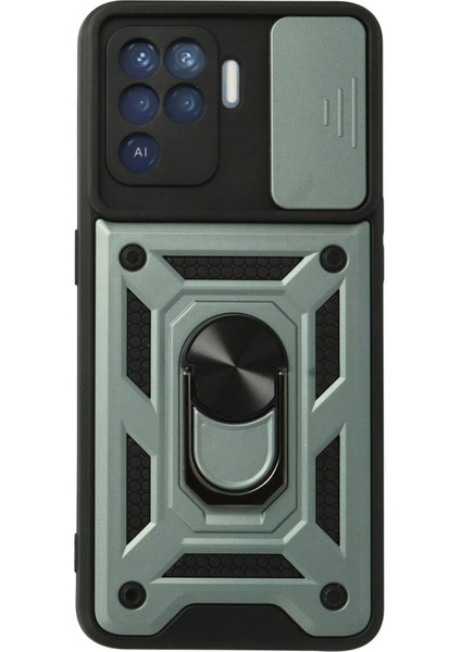 Oppo Reno 5 Lite Kılıf Pars Lens Yüzüklü Silikon - Yeşil - MRS2545-5384