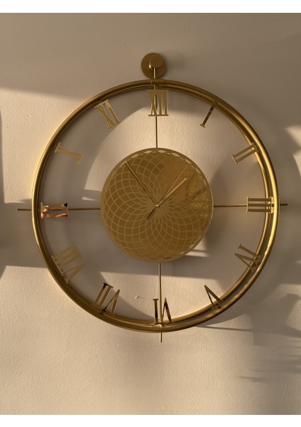 Chakra Roma ( - Gold - ) Full Çelik - Roma Rakamlı - (Pilli Led) - Modern Dekoratif Duvar Saati