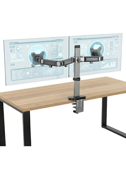 STD55024S Basic 17"-32" Geniş Aralıklı Hareketli Vesa Çift Kol Monitör Tutucu