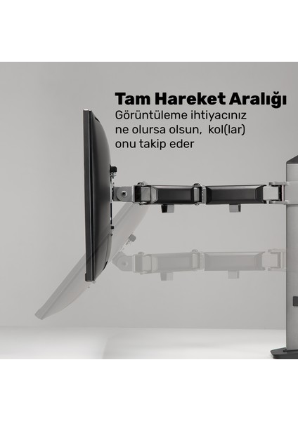 STD55024S Basic 17"-32" Geniş Aralıklı Hareketli Vesa Çift Kol Monitör Tutucu fırsatları