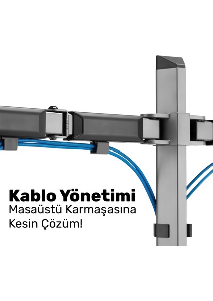 STD55024S Basic 17"-32" Geniş Aralıklı Hareketli Vesa Çift Kol Monitör Tutucu indirimleri