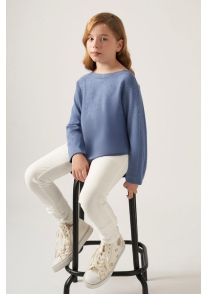 Kız Çocuk 10-18 Yaş Skinny Fit Pantolon 6511 Ekru