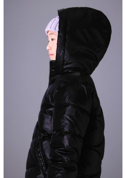 Kız Çocuk 8-18 Yaş Dolgulu Uzun Mont Siyah modelleri