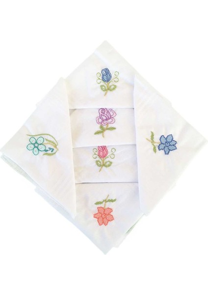 Hediyelik Işlemeli Bayan Mendili 6 Lı Paket 28X28 cm 100 Pamuk fiyatları