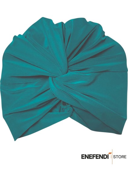 Düğümlü Dış Bone Petrol Mavisi | Hazır Bağlı Sosyete Yarım Şal Modeli | Tesettür Rahat ve Şık Bone fiyatları