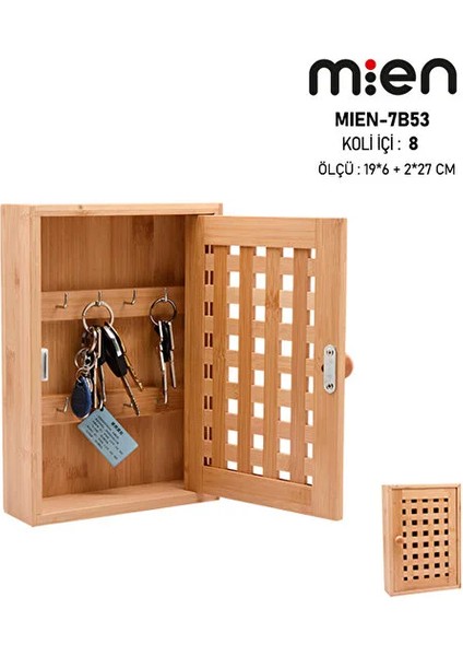 Mien Bambu Duvar Montajlı Anahtar Dolabı - 27X19 cm