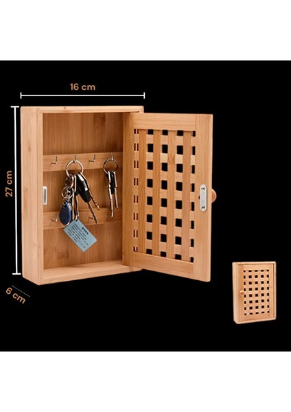 Mien Bambu Duvar Montajlı Anahtar Dolabı - 27X19 cm fiyatları