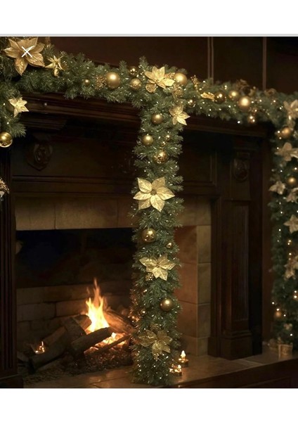 Yılbaşı Kendinden Süslü Hazır Çam Garland 230 cm 300 Dallı