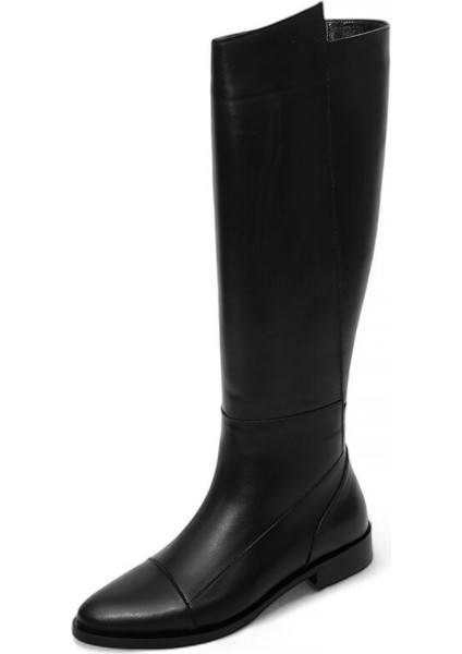 Kadın Hakiki Deri Günlük Çizme Diz Altı Fermuarlı Klasik Çizme Siyah fiyatları