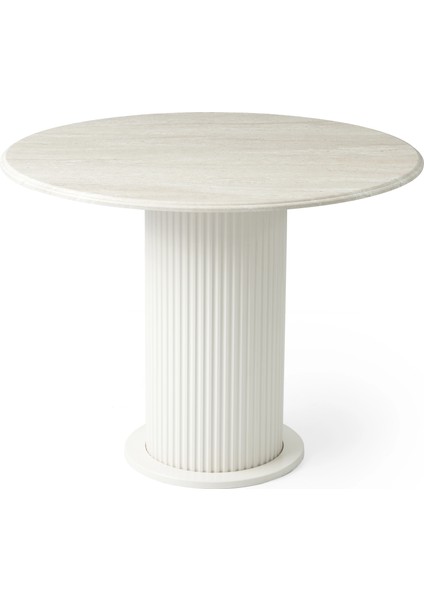 Bohem Ege Masa, Ptt Ayak, Traverten-Beyaz, 100X100