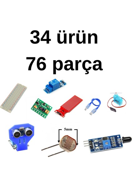 Arduino Uno Full Başlangıç Süper Eğitim Seti Kutulu 76 Parça fiyatları