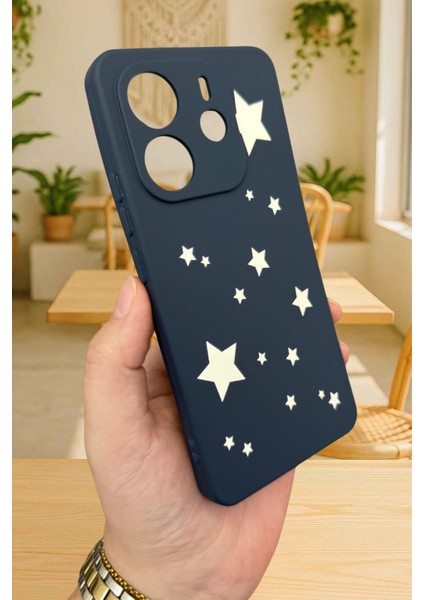 Xiaomi Redmi Note 14 - Mini Yıldız Desenli Silikon Darbe Emici Klasik Korumalı Rubber Kılıf modelleri