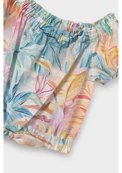 Kız Çocuk 10-16 Yaş Kayık Yaka Keten Bluz 6146 Pembe modelleri