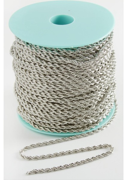 3 mm Gümüş Renkli Kuyumcu Zinciri 50 Metre