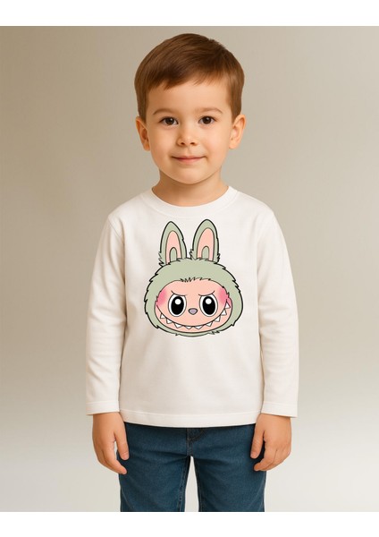 Labubu Uzun Kollu Baskılı Unisex Çocuk Tişört (4-13 Yaş)