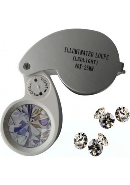 Mini 40X25MM Takı Büyüteç, Cep Büyüteç, Teftiş, Elmas Pullar, Madeni Kontrol Lup MG21011 - Lisinya