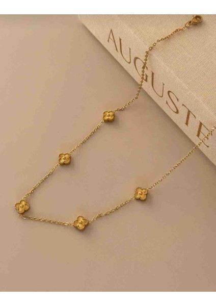 Altın Renk Çiçek Motifli Zincir Tasarım Minimal Çelik Kadın Kolye fırsatları