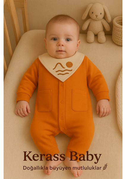 Güneş Dalga Süzene Nakışlı Önlüklü Bebe Tulum