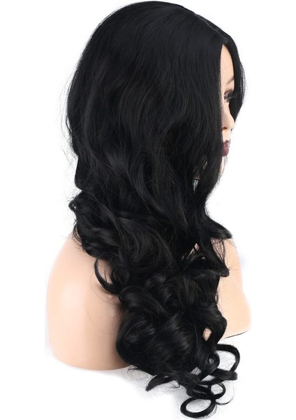 Dalgalı Perçemsiz Uzun Fiber Sentetik Peruk / Koyu Kestane modelleri