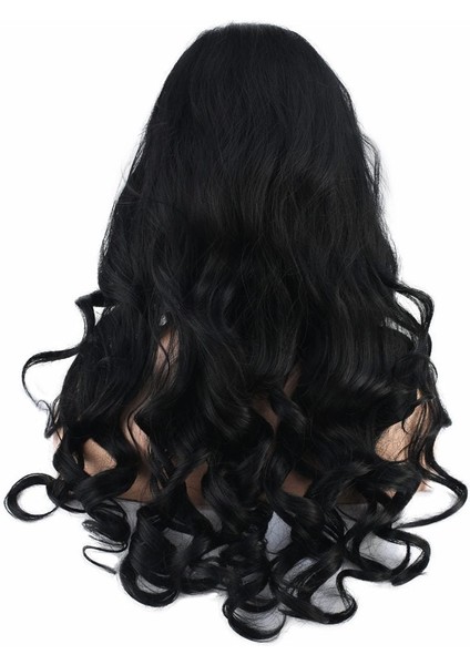 Dalgalı Perçemsiz Uzun Fiber Sentetik Peruk / Koyu Kestane indirimleri