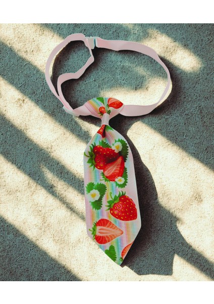 Ayarlanabilir Kedi ve Köpek Kravatı, Çilek Desenli
