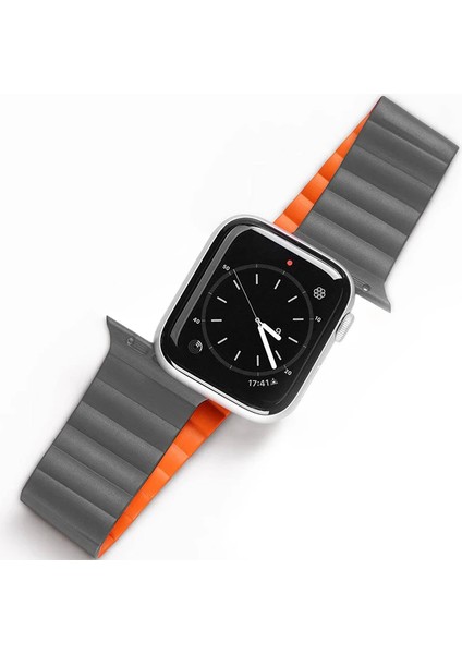 Dux Ducıs Apple Watch 42/44/45MM Için Manyetik Zincir Versiyon Pu Deri Kayış Kord - M588K689-R67