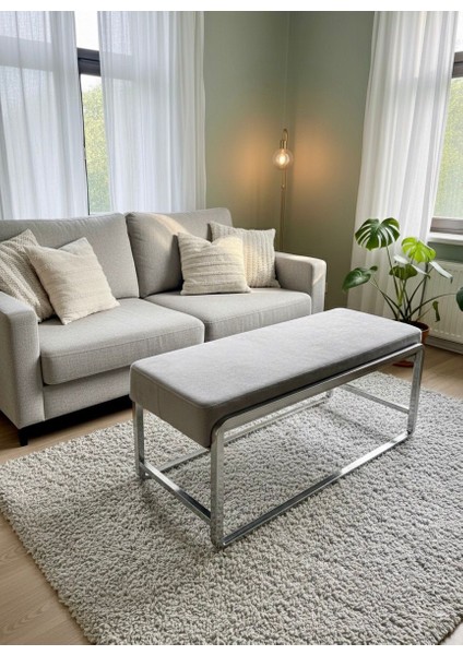 Krom Metal Ayaklı Kapucıno Puf / Bench fiyatları