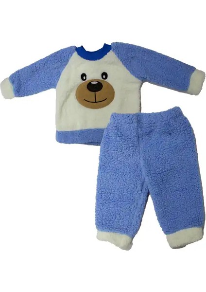 Mavi Ayıcıklı Peluş Eşofman Takımı