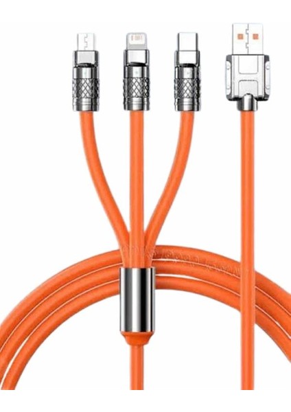 120W Silikon Metal Uçlu LED Işıklı 3 In1 Şarj Kablosu 1.2m - M525R036-K75525 modelleri