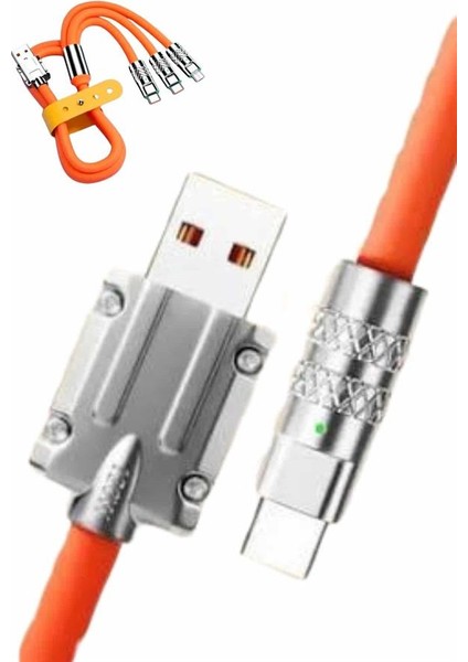 120W Silikon Metal Uçlu LED Işıklı 3 In1 Şarj Kablosu 1.2m - M525R036-K75525 indirimleri
