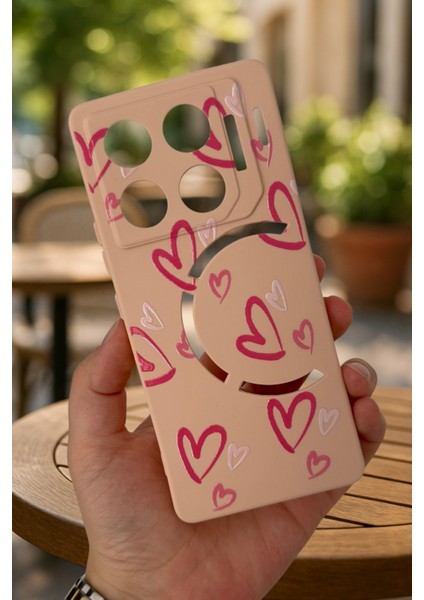 Infinix Gt 20 Pro-Pembe Kalp Desenli Silikon Darbe Emici Klasik Korumalı Rubber Kılıf