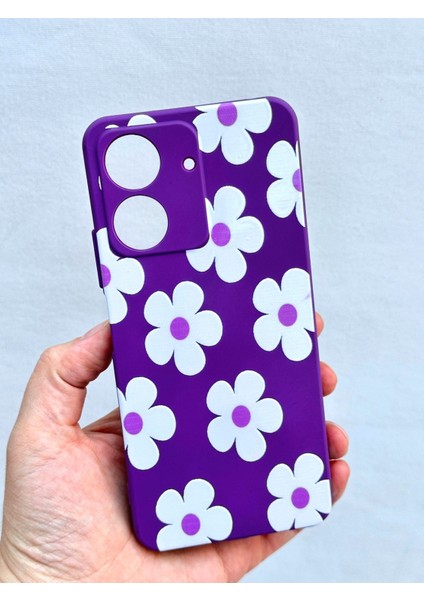 Redmi 13C-BEYAZ Papatya Desenli Lansman Kamera Korumalı Yumuşak Silikon Rubber Kılıf