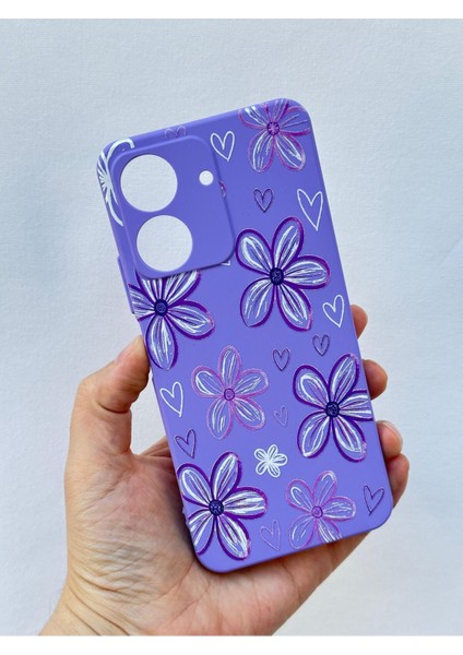 Redmi 13C-ÇIÇEK Desenli Lansman Kamera Korumalı Yumuşak Silikon Rubber Kılıf