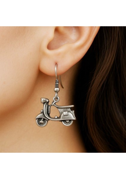 Scooter Motor Şekilli Kadın Küpe Çift Adet Gümüş Kaplama El Yapımı Küpe fiyatları