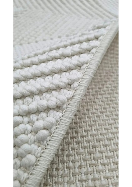 Delhi 3007 Beyaz Halı Bukleli Dokuma Halı Antre Yolluk Çocuk Odası Oturma Odası Salon Mutfak Halısı fırsatları
