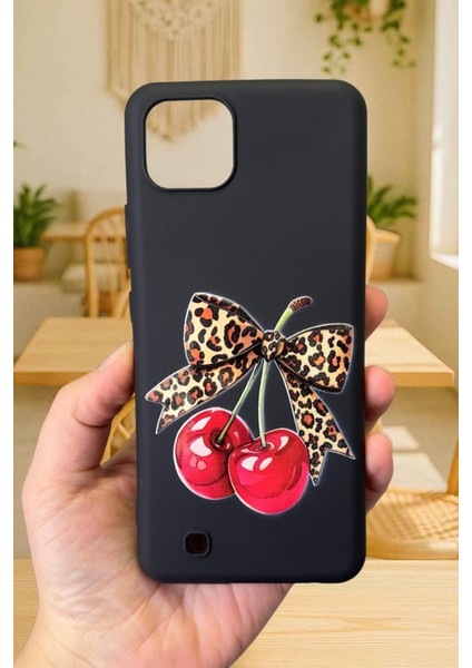 Realme C11 Uyumlu Kiraz Leopar Fiyonk Desenli Silikon Darbe Emici Klasik Korumalı Rubber Kılıf fiyatları