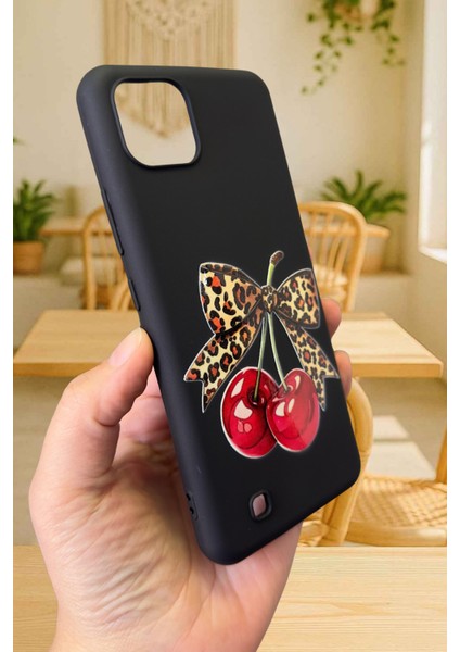 Realme C11 Uyumlu Kiraz Leopar Fiyonk Desenli Silikon Darbe Emici Klasik Korumalı Rubber Kılıf fırsatları