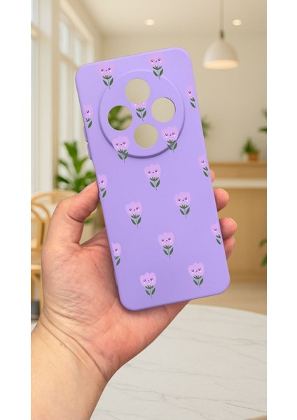 Redmi 14C -Mini Lale Desenli Silikon Darbe Emici Klasik Korumalı Rubber Kılıf