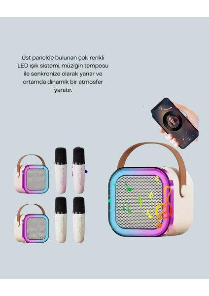 LED Işıklı Taşınabilir Karaoke Hoparlör – USB & Aux Girişli - N358J679-M74358 fırsatları