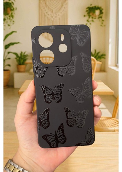 Xiaomi Redmi Note 14 Siyah Kelebek Desenli Silikon Darbe Emici Klasik Korumalı Rubber Kılıf fiyatları
