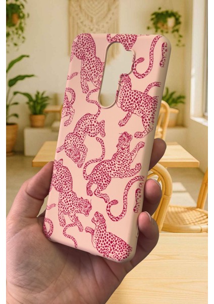 Xiaomi Redmi Note 8 Pro-Pembe Leopar Desenli Silikon Darbe Emici Klasik Korumalı Rubber Kılıf modelleri