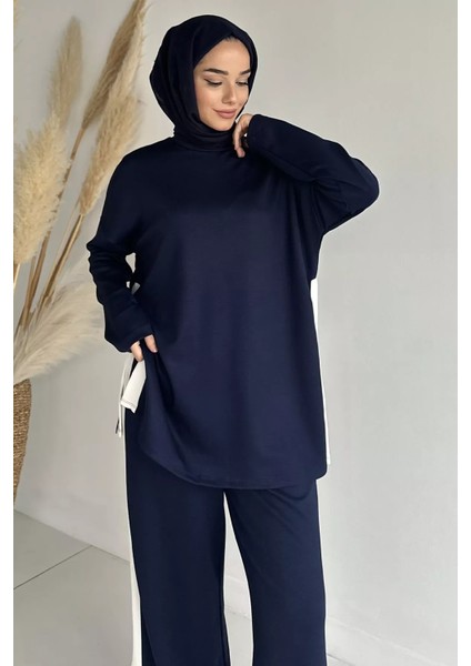 Şerit Desenli Tunik Bel Lastikli Pantolon Tesettür Ikili Takım P-00018892 fiyatları