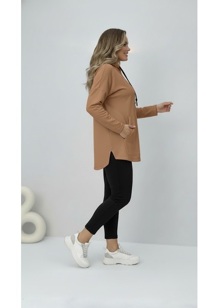 Kadın Büyük Beden Uzun Kollu Kapüşonlu Kanguru Cepli Sweatshirt 2016 fiyatları