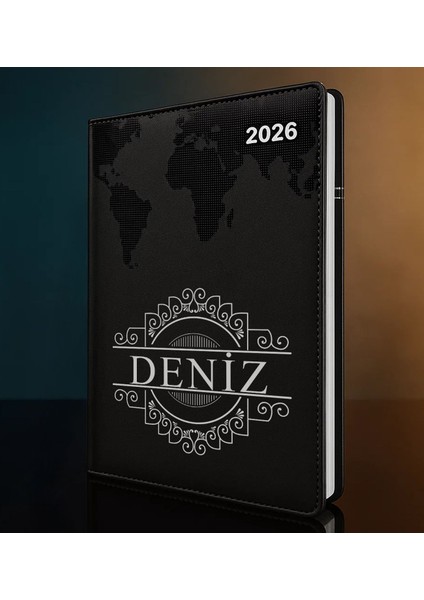 Kişiye Özel Isimli Termo Sert Kapak 2026 Siyah Ajanda -12, Öğretmenler Günü Hediyesi, Yeni Iş Hediyesi