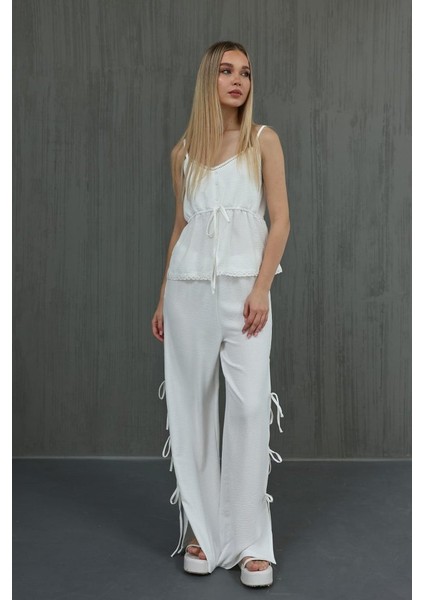 Fiyonklu Bluz Takım - Beyaz modelleri