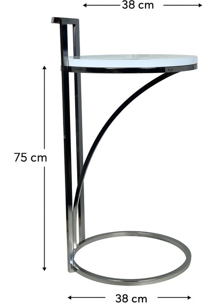 Vip Koltuk Içine Giren C Yan Sehpa Metal Iskelet Ahşap Beyaz Mermer Desenli Tabla fırsatları